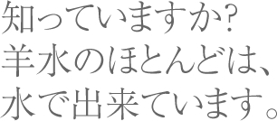 知っていますか？羊水のほとんどは、水で出来ています。